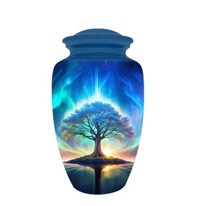 Urnes arbre de vie bleu pour cendres humaines urne décorative artisanale pour cendres pour femmes hommes urnes funéraires en aluminium taille personnalisée - Product Image 2