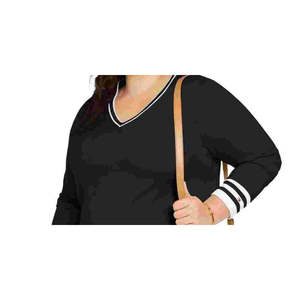 Maglione pullover da donna Tommy Hilfiger in cotone con scollo a V, taglie forti, nero 2XL - per l'autunno - Product Image 2