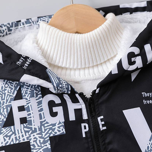 Winter Stand Cotton Hood Bomber <b>Jacket</b> for <b>Boys</b> Long Sleeve Windbreaker Fleece Lining Water-Resistant Zip-Up Closure Better - Product Image 3