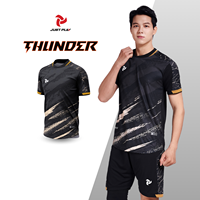 Promo Panas Jersey Sepak Bola Pendek Unisex Model Terbaru Bahan Bernapas Seragam Tim Berkualitas Tinggi Dapat Disesuaikan Thunder JP Ramah Lingkungan Cepat Kering