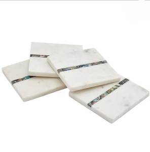 Ensemble de 4 dessous-de-verre en marbre naturel de qualité supérieure, vaisselle, tapis et coussinets, ensemble de dessous-de-verre en marbre au meilleur prix - Product Image 1