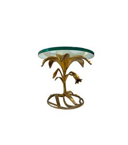 Table basse élégante en aluminium de conception florale avec le dessus en verre approprié aux intérieurs de salon et aux buts décoratifs - Product Image 2