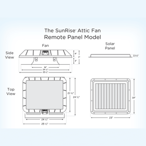 Ventilateur solaire pour grenier SunRise - Panneau de commande à distance en 3 parties |   30W ou 45W |   Base de bordure plate |   Refroidit jusqu'à 2 800 pieds carrés |   Fabriqué aux États-Unis |   25 ans - Product Image 4