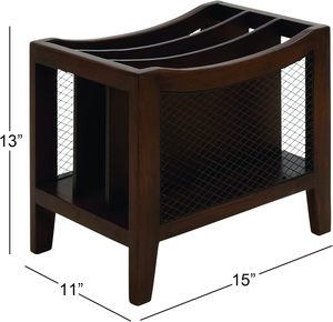 Revistero de madera de 3 ranuras con paneles laterales de red 15 "x 11" x 13 "Marrón - Product Image 6