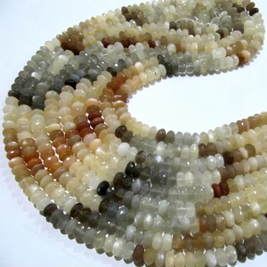 Rondelle de pierres de lune naturelles à facettes de 9mm, brin de 8 pouces de long - Product Image 1