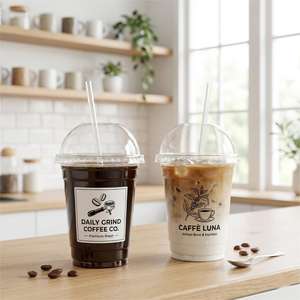 Gobelets en plastique transparent PET de 16 oz avec couvercles à bec verseur sans paille, personnalisables avec logo Cundao - Product Image 3