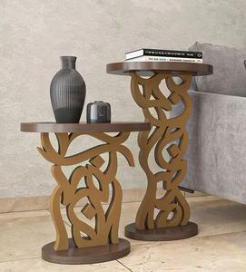 Bàn Cạnh Caligraffiti Bàn Cạnh Tròn Mdf Kim Loại Thiết Kế Thanh Lịch Bàn Cà Phê Cho Phòng Khách Đồ Nội Thất Giỏ Đựng Đồ - Product Image 3
