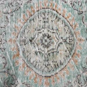 2.5x9.2 ft Turkish Rug, Vintage <b>Runner</b> Rug, <b>Green</b> White Abstract Wool Rug - Product Image 5