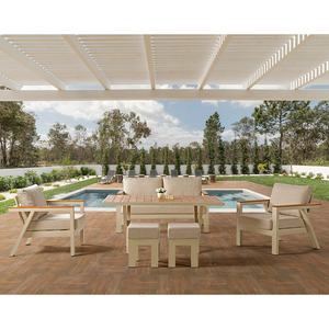 Juego de Muebles de Patio de Lujo para Exteriores |   Conjunto de Muebles de Jardín Impermeables, Sofá y Mesa de Comedor |   Asientos de Madera para el Borde de la Piscina - Product Image 4
