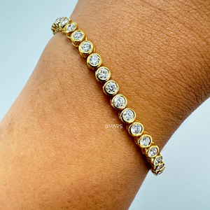 Lab Grown 2.5 Carat Tennis Bracelet Brilliant Cut Diamond 14K <b>Solid</b> <b>Gold</b> Bezel Set Stackable Luxury Unisex Butterfly Shape - Product Image 2