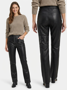 Top Quality Fashionable Whole Sale Cheap Price Cowhide Leather <b>Pants</b> Oversized Comfortable Loose Fitted Leather <b>Trouser</b> Women's - Product Image 5