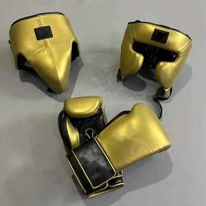 Juego de combate de boxeo de protección de cuero profesional hecho a medida con espinilleras incluye equipo de entrenamiento con logotipo personalizado - Product Image 4