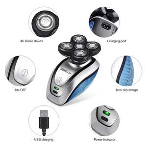 Rasoir Électrique Rechargeable USB pour Hommes, Utilisation Humide et Sèche, Fonction Rotative, Étanche IPX7, Lavable, pour Cheveux, Nez, Moustache et Barbe - Product Image 6