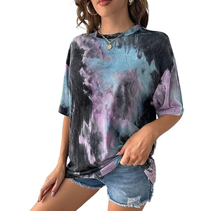 High Quality 100% Cotton <b>Tie</b>-<b>Dye</b> <b>T</b>-<b>Shirt</b> for <b>Women</b> Custom Oversized Fashion for Summer - Product Image 4