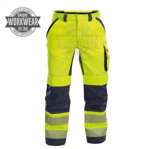 Top Reflective Two Tone Safety Workwear Trouser Custom Reflective Safety Trouser With Customized Printing Safety Pants For Men