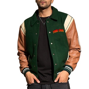 OEM Custom Canvas <b>Men's</b> Hooded Waterproof Breathable Winter Baseball <b>Bomber</b> <b>Varsity</b> <b>Jacket</b> Plus Size Front High Street Style - Product Image 1