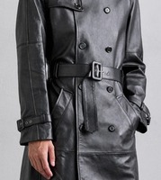 Kedatangan Baru 2025 Mantel Trench Pria Premium Kulit Asli Slim Fit Motif Kotak-kotak Bernapas Dapat Disesuaikan Desain Berani dan Stylish