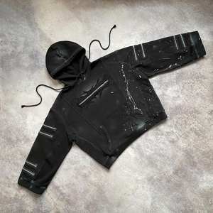 Sudaderas térmicas para hombre con estampado de salpicaduras de lana de alta calidad personalizadas, Jersey de algodón lavado Vintage, sudaderas con capucha gruesas y pesadas para hombre - Product Image 2