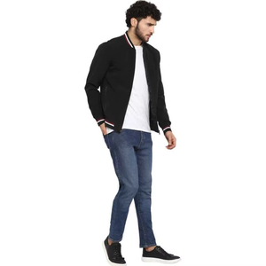 Chaqueta de invierno personalizada Oem Varsity College, chaqueta de hombre de talla grande transpirable en blanco, chaqueta de béisbol universitaria para hombre, Color negro - Product Image 3