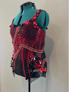 Robe de cocktail élégante pour dames pour les soirées Perles brodées en maille poly respirantes Perles antistatiques antistatiques - Product Image 1