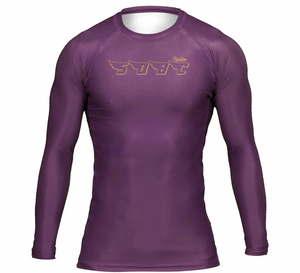 Purple Printed Rash Guard, Best Design Custom Gear, Long Sleeves Rash Guard, MMA Rash Guard & <b>Grappling</b> Gear for Jiu Jitsu - Product Image 1