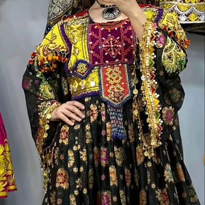 Venta al por mayor 100% de alta calidad vestidos afganos Kuchi vestido tradicional afgano Kuchi con decoración de encaje a granel - Product Image 1