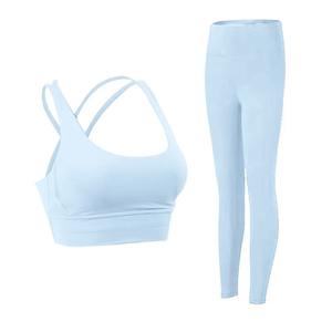 Ropa de Yoga de 2 piezas, chándal para mujer, ropa atlética, traje de Fitness para Pilates, ropa de entrenamiento de gimnasio, ropa de realce, Sujetador deportivo, traje de mallas - Product Image 2