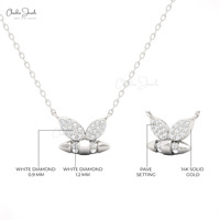 Collier de mariage délicat en forme d'abeille de haute qualité 0,12 ct, chaîne en or jaune massif 14 carats, bijoux sans nickel