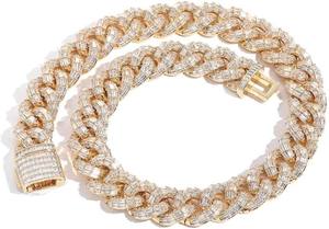 Collier chaîne cubaine de luxe sertie de pierres, plaqué or rhodié, finition or, moissanite, hip hop, cadeau de fête orthodoxe, bijoux - Product Image 2