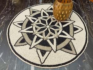 Exquisite Luxury Handmade Eco-Friendly Table <b>Placemat</b> Intricate Seed Bead Embroidery Solid Gold Black Dining Accent for Formal - Product Image 3