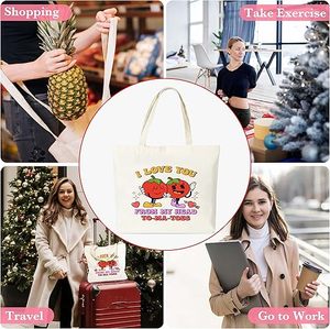Bolsa de lona, regalos de San Valentín, bolsas de mano para mujeres, novias, esposa, tú y yo, bolsas de algodón de tela reutilizables (Te Amo). - Product Image 3