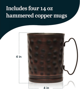 Mug à Moscow Mule en cuivre Divris, finition martelée artisanale, poignée soudée, design vintage, grande capacité, pour les fêtes, Ontario - Product Image 5