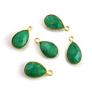 Aqua Calcedonia Bisel Colgante 12x9mm Forma de pera Oro Vermeil 925 Plata de ley Hecho a mano Encantos de plata esterlina Chapado en rodio - Product Image 6