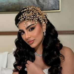 Bridella BHP438 Bandeau de mariée Champagne orné de strass et de perles - Product Image 5