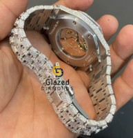 Montre mécanique de luxe pour homme avec diamants glacés et charme en moissanite, en acier inoxydable, mouvement analogique ETA, édition limitée, verre