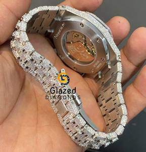 Montre pour homme en acier inoxydable aspect luxe entièrement glacé Moissanite ronde taille brillant pour hommes clarté Vvs améliorée - Product Image 4