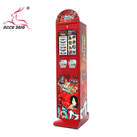 Distributeur automatique de cartes de tatouages mécaniques en forme de personnage de dessin animé avec système de paiement par pièces et jetons