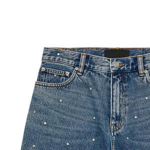 Fabricant de vêtements pour hommes style haut de gamme 100% coton shorts délavés à l'acide avec strass et motifs solides shorts pour hommes - Product Image 3