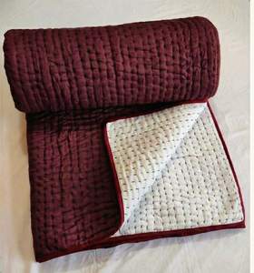 Juego de Edredón Doble de Algodón Kantha Liso, Dos Fundas de Almohada, Ecológico, para Todas las Estaciones, Edredones con Estampado Floral, 60x90, Moderno - Product Image 4