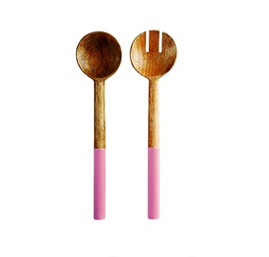 Juego de servidores de ensalada de mármol y madera hechos a mano, tenedores de servicio forjados para uso doméstico en la cocina - Product Image 4