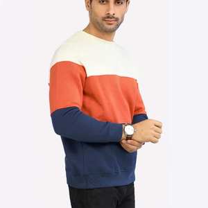 Sweat-shirt en molleton de coton premium, patchwork multicolore, tissu doux, broderie de logo personnalisée, sweat-shirt basique - Product Image 2