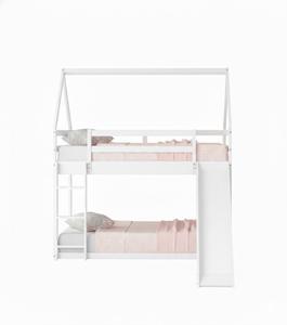 Cama alta doble sobre doble para niños con tobogán y escalera convertibles - Product Image 2