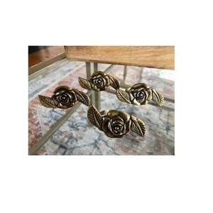 <b>Gold</b> Embossed Design Rose Flower With Leaves Napkin Ring Table Decoration exquisite hotel Napkin ring designer royal look - Product Image 1