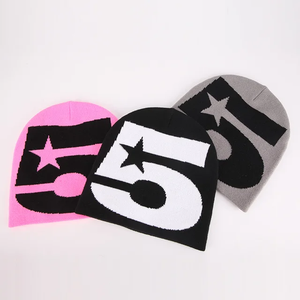 Gorro de calavera de invierno con estampado completo personalizado de alta calidad, gorro de punto sin puños, logotipo de diseñador para tela de viaje, característica común - Product Image 3