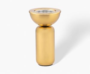 Elegante Quemador de Incienso Moderno de Oro Cepillado, Base de Pedestal Difusor para Hogar de Lujo y Regalo de Ramadán de Oriente Medio, Uso Doméstico en el Golfo - Product Image 1
