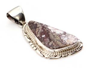 Pendentif en argent sterling blanc Buffalo Turquoise-Forme libre (pendentif uniquement) - Product Image 3