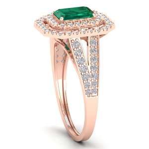 Anillos de compromiso de moissanita de oro rosa de 14 quilates certificados REYES GRA, joyería de diseñador de moda de boda de piedras preciosas Esmeralda personalizada - Product Image 3