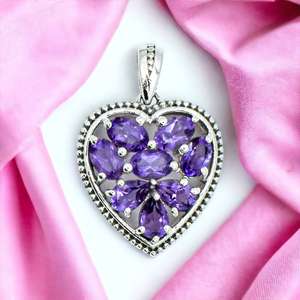 สร้อยคอจี้หัวใจอเมทิสต์925เงินสเตอร์ลิงเครื่องประดับอัญมณีหรูหราของขวัญสำหรับผู้หญิงเครื่องประดับทำด้วยมือ - Product Image 4