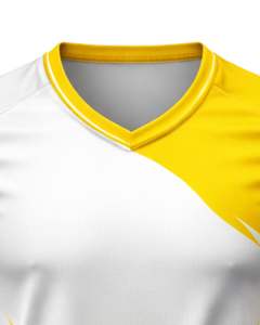 Camiseta Deportiva Personalizada para Hombre con Cuello en V, Degradado Blanco y Amarillo, Impresa en Poliéster de Secado Rápido, Transpirable, Jersey Atlético, Venta al Por Mayor OEM - Product Image 5