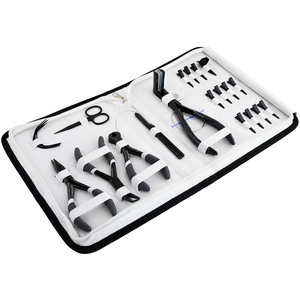 Logo personnalisé Outils d'extension de cheveux Pince à micro maillons en acier inoxydable Pince à ruban crochet boucle enfileur c type aiguilles clips ciseaux - Product Image 1